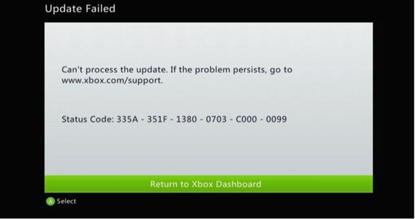 תיקון פריצת אקס בוקס 360 לאקס בוקס 360 שבוצע עידכון שגוי