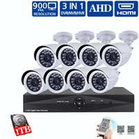 מערכת 8 מצלמות אבטחה לעסק או לבית 2.0 מגה פיקסל כולל DVR בעל זיכרון 1 טרה במבצע מהיבואן!!!