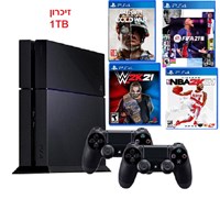 פלייסטיישן 4 כולל שני שלטים זיכרון 1TB ומשחק לבחירה
