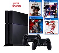 פלייסטיישן 4 כולל שני שלטים זיכרון 500GB ומשחק לבחירה